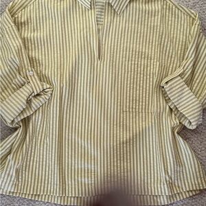 Max Studio Yellow-Green Striped Tunic with Pocket